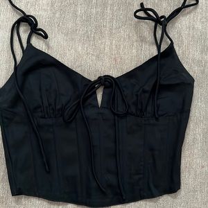 White fox black corset crop